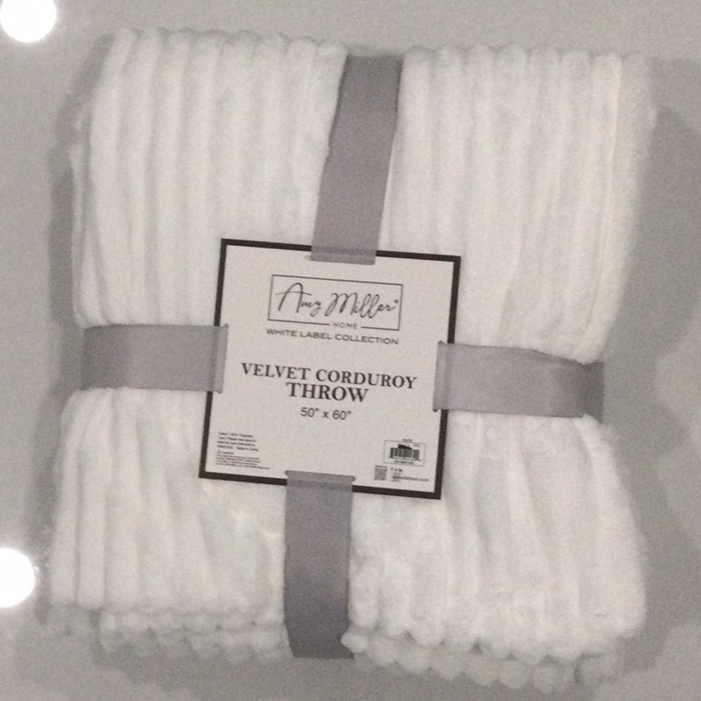 Amy Miller White Label Collection Velvet Corduroy Throw size 50” X 60”